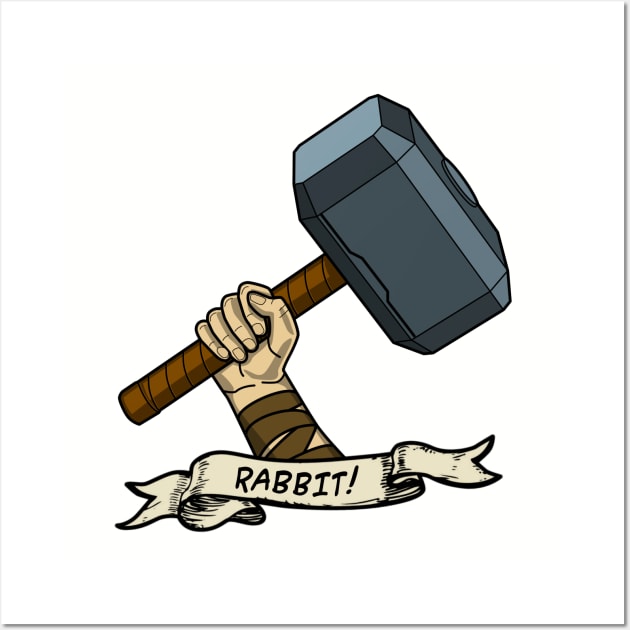 Thor Hammer RABBIT tattoo Wall Art by EightUnder